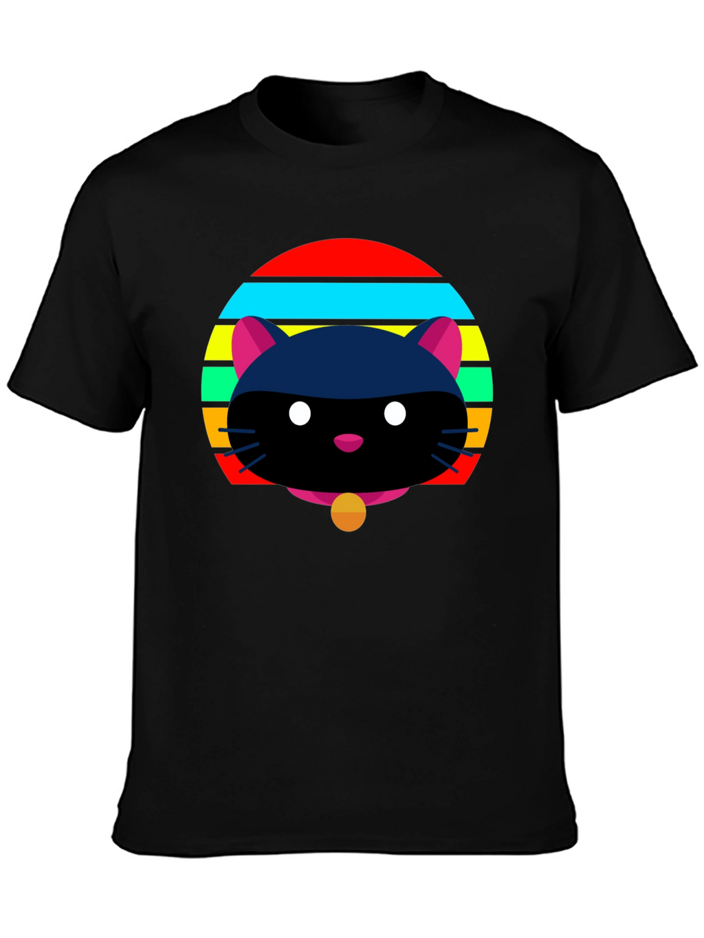 Retro Cat Graphic Tee - Black
