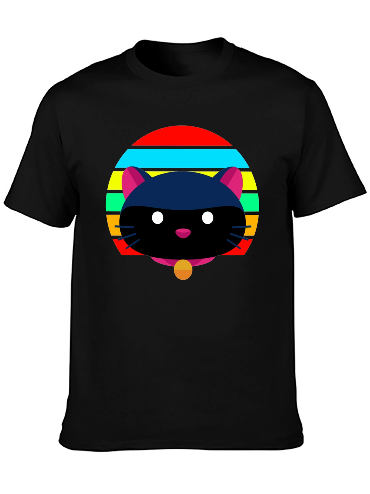 Retro Cat Graphic Tee - Black