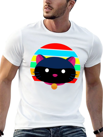 Retro Cat Graphic Tee - Black