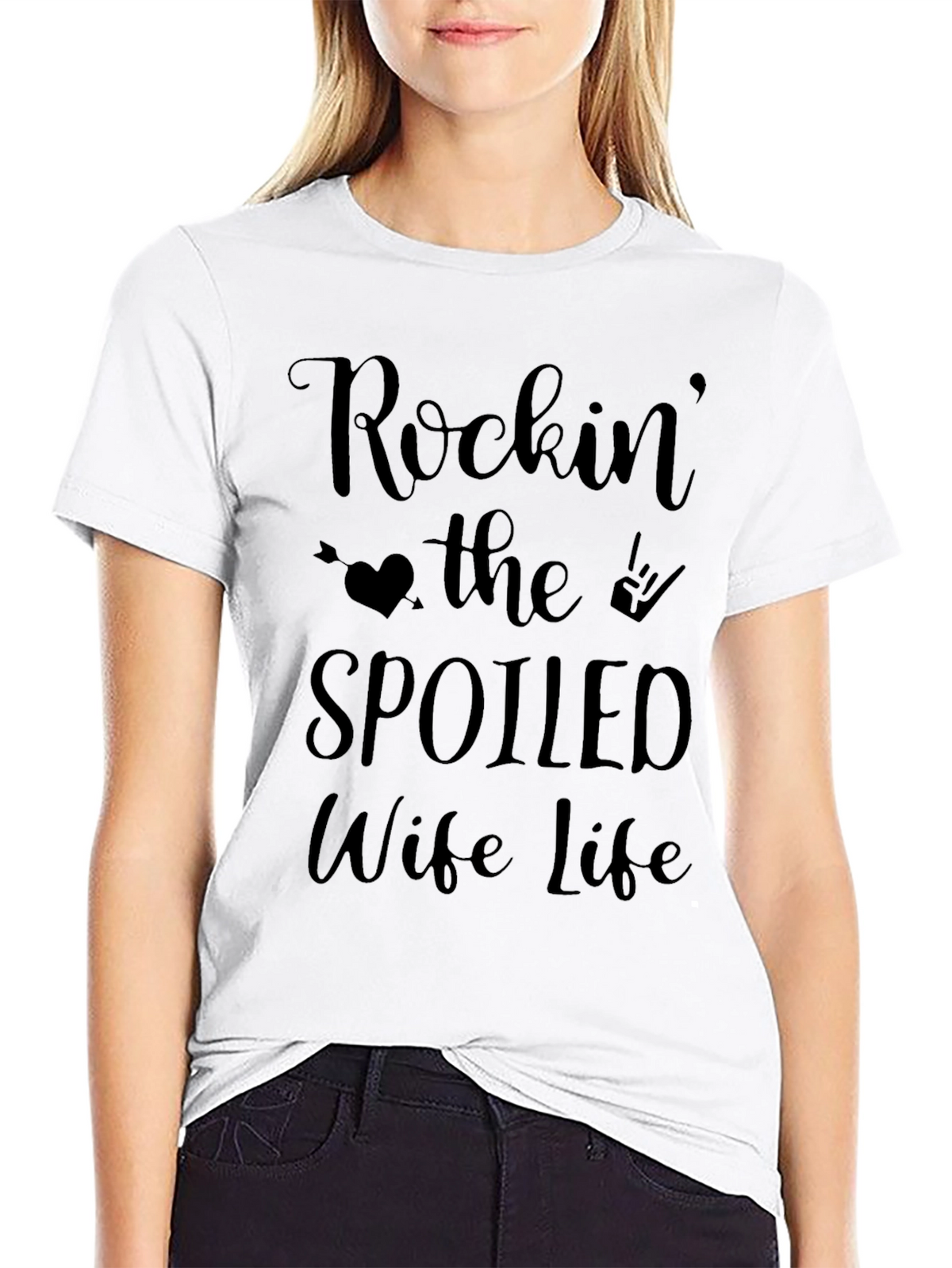 Rockin the Spoiled Wife Life Tee - Black