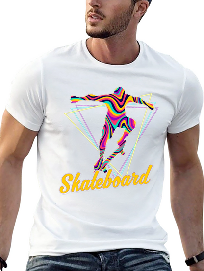 Retro Skateboarder Graphic Tee - Vibrant Design