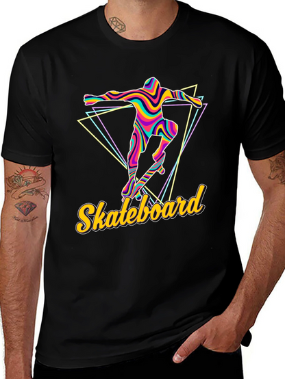 Retro Skateboarder Graphic Tee - Vibrant Design