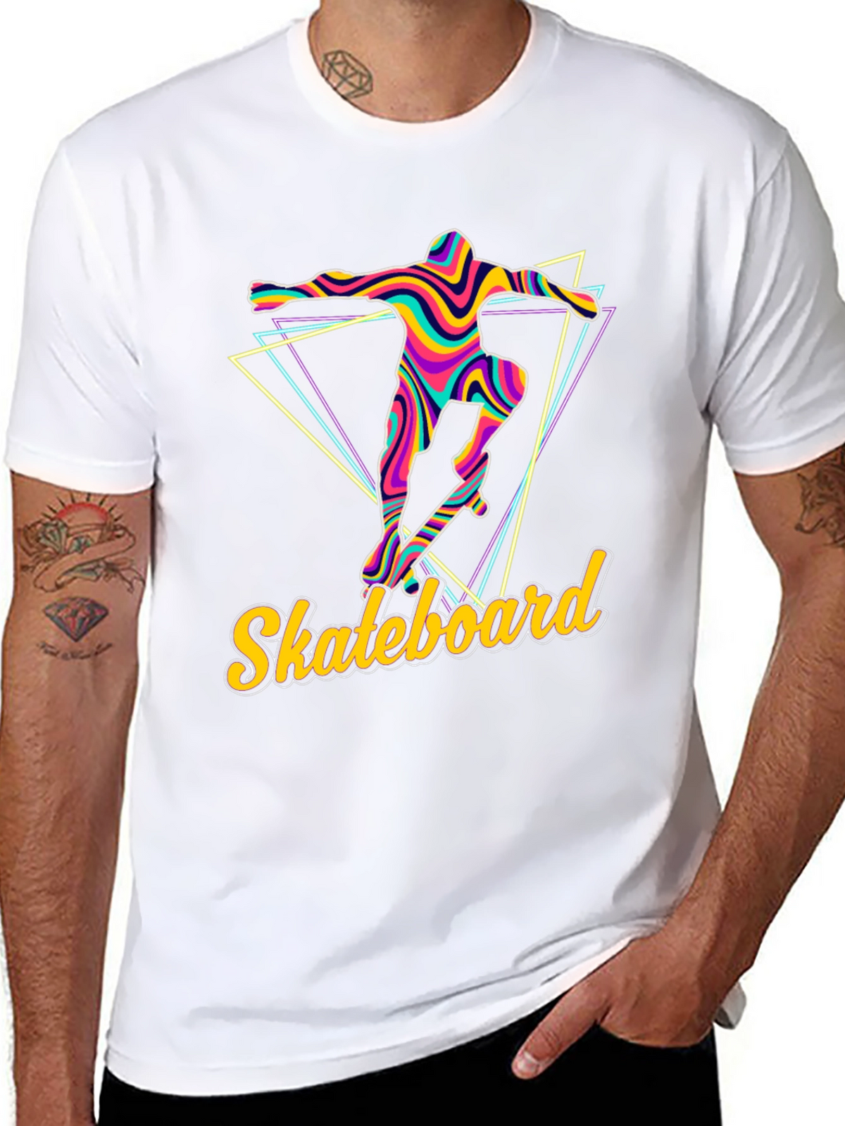Retro Skateboarder Graphic Tee - Vibrant Design