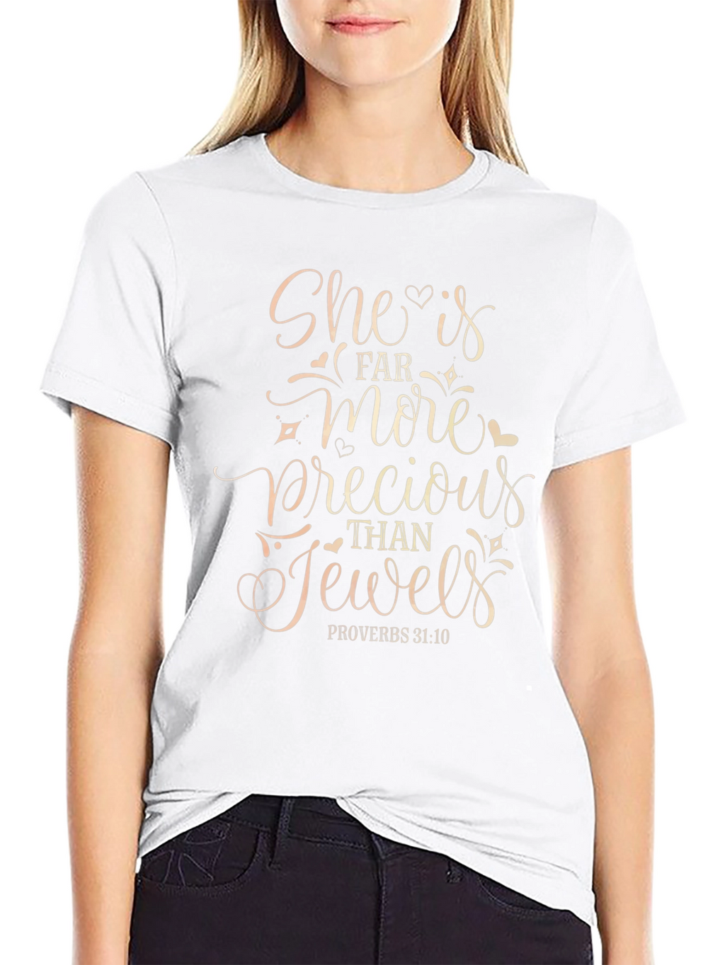 She is Precious T-Shirt Proverbs 31:10 Black