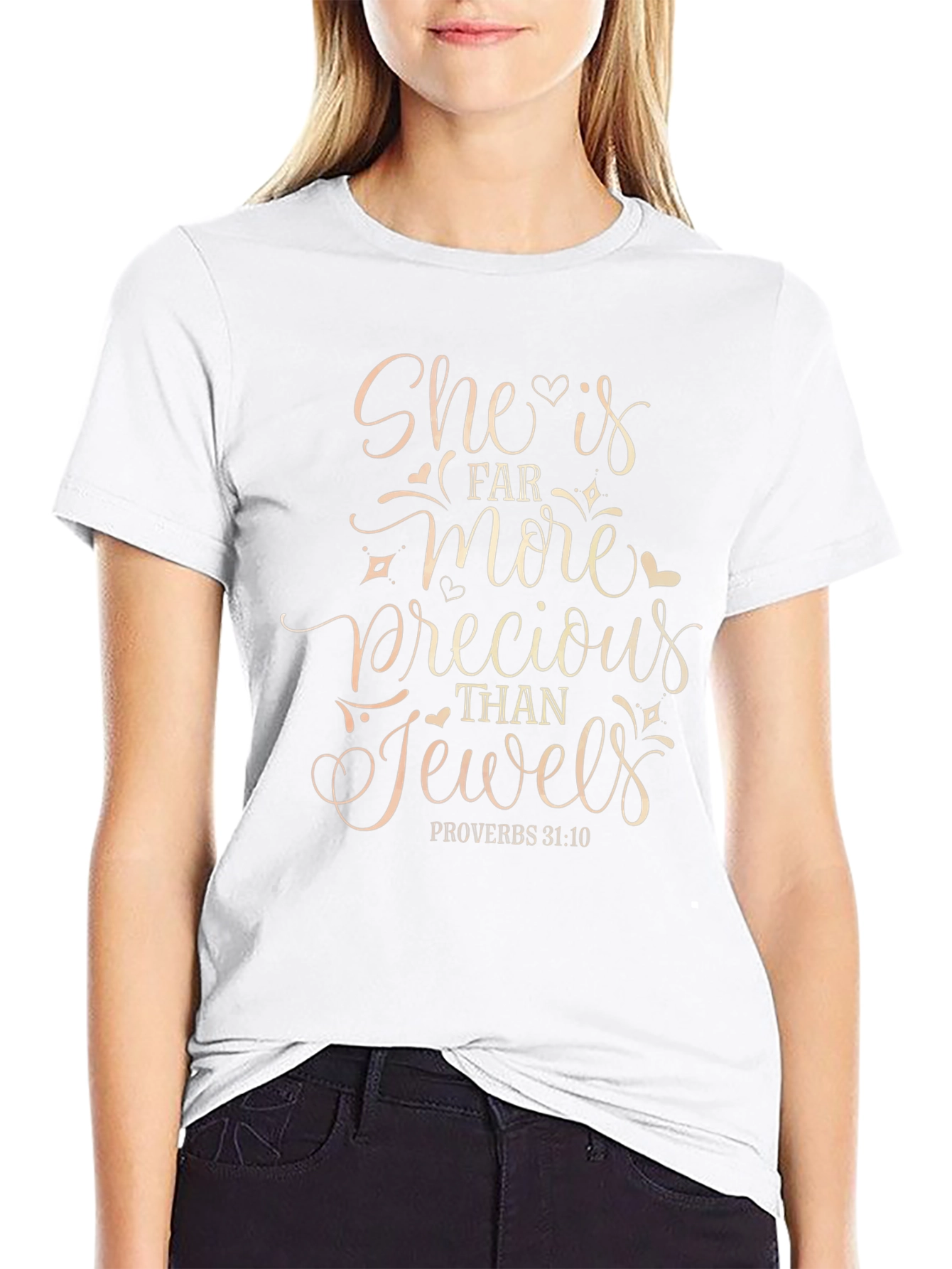 She is Precious T-Shirt Proverbs 31:10 Black