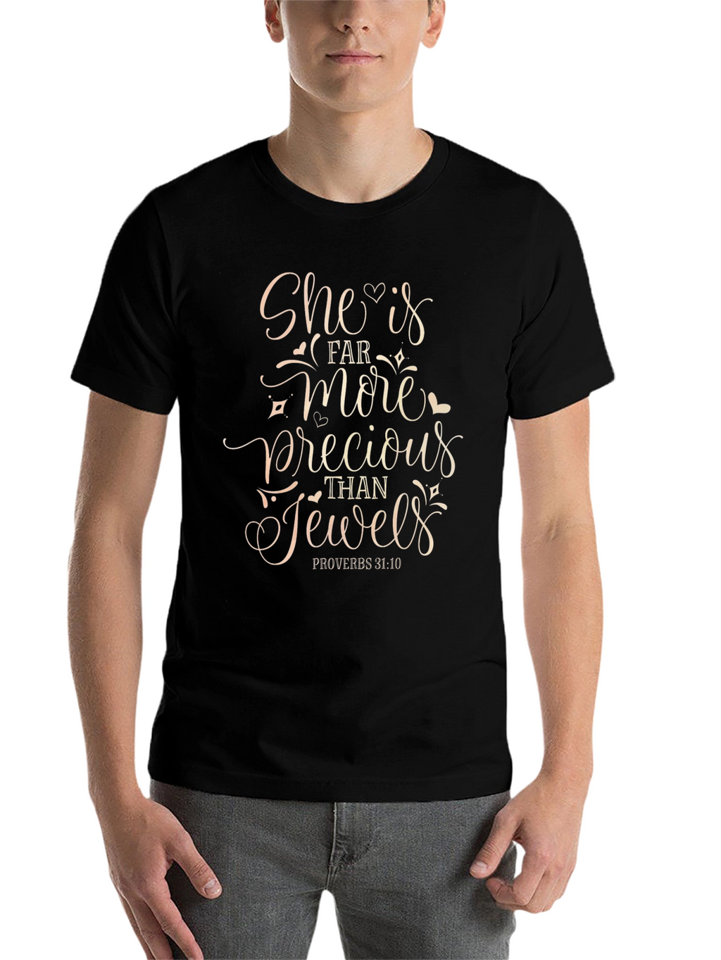 She is Precious T-Shirt Proverbs 31:10 Black