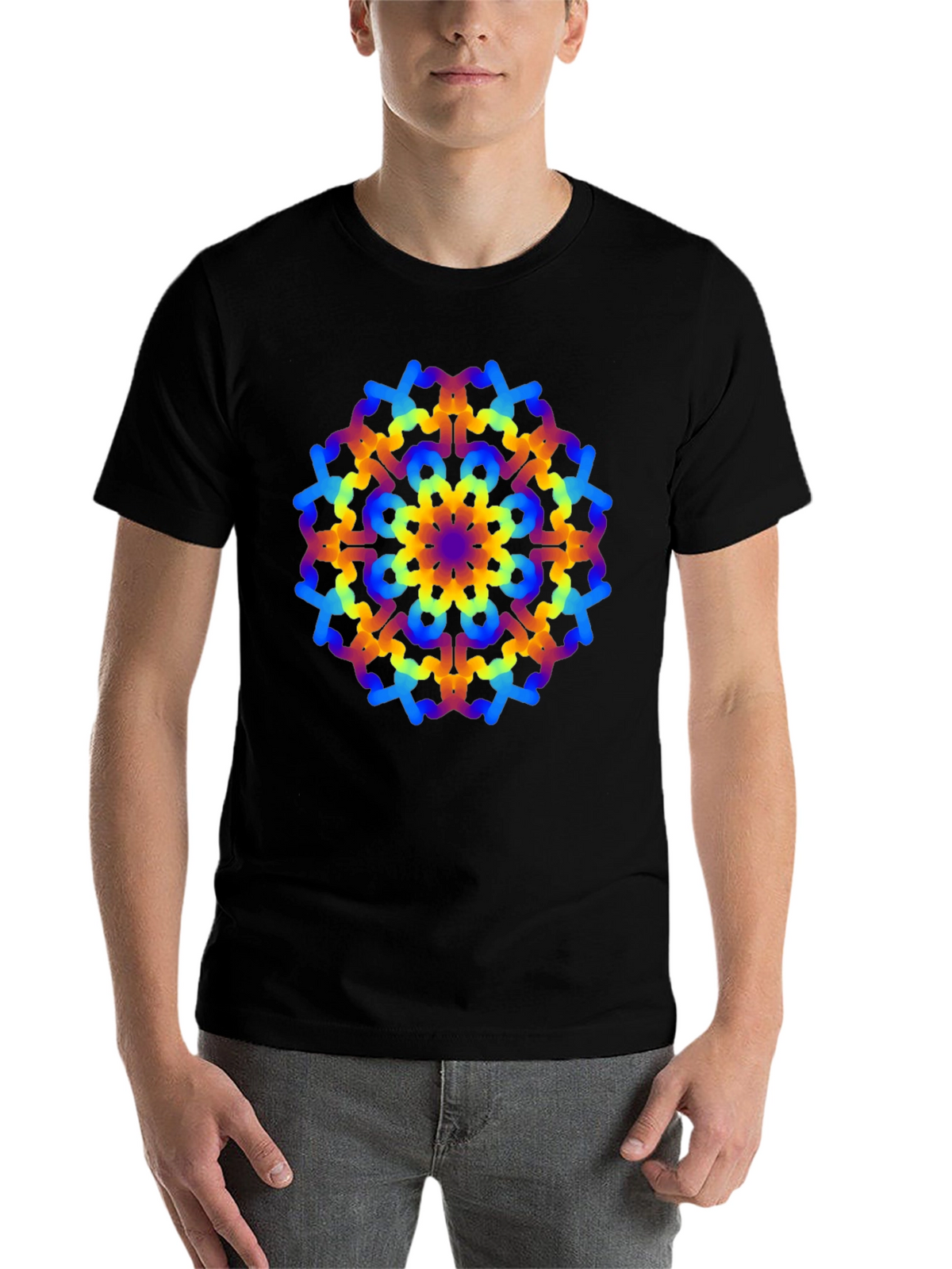 Rainbow Mandala Graphic Black T-Shirt