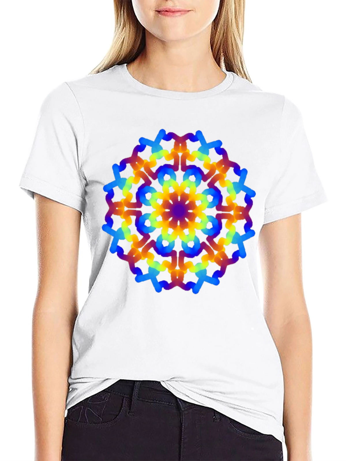 Rainbow Mandala Graphic Black T-Shirt