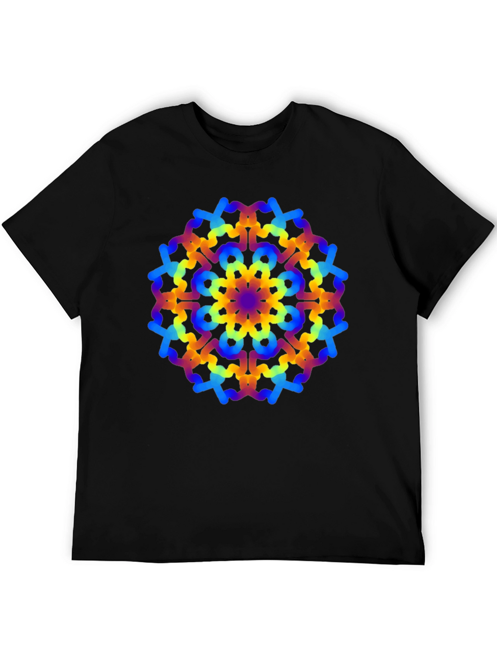 Rainbow Mandala Graphic Black T-Shirt