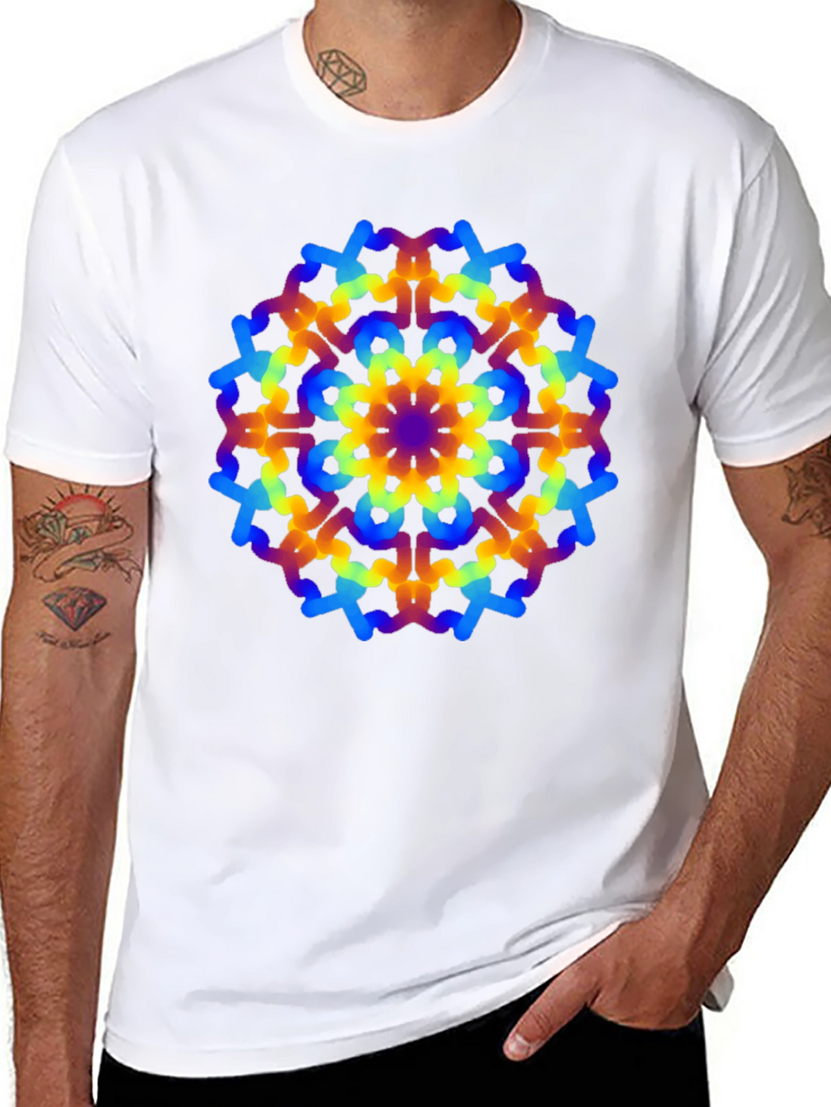 Rainbow Mandala Graphic Black T-Shirt