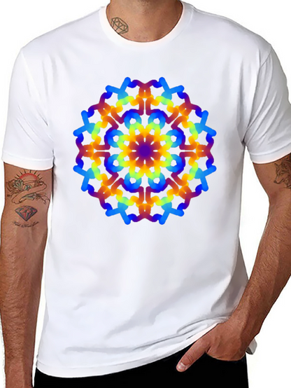Rainbow Mandala Graphic Black T-Shirt