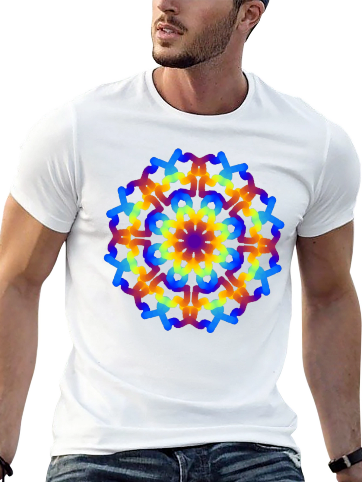 Rainbow Mandala Graphic Black T-Shirt