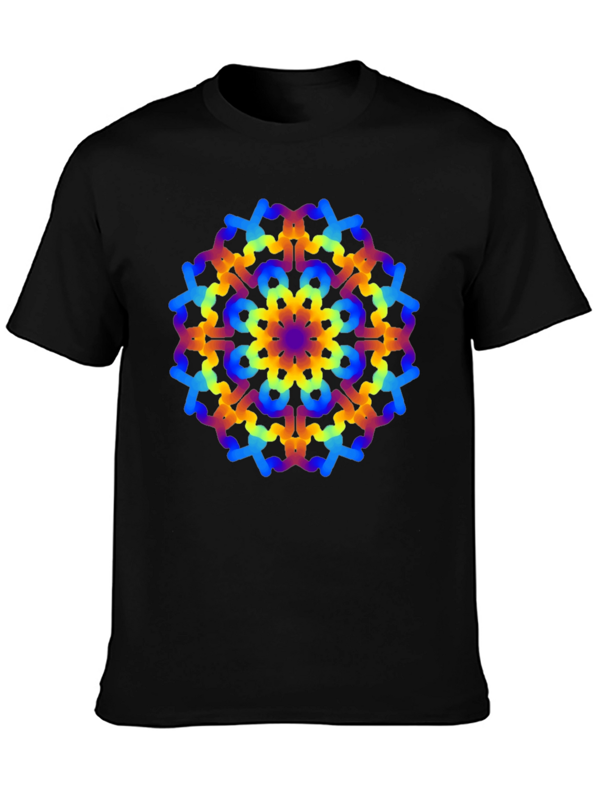 Rainbow Mandala Graphic Black T-Shirt