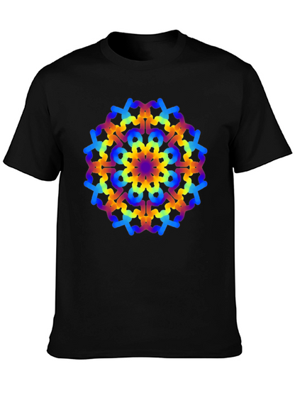 Rainbow Mandala Graphic Black T-Shirt