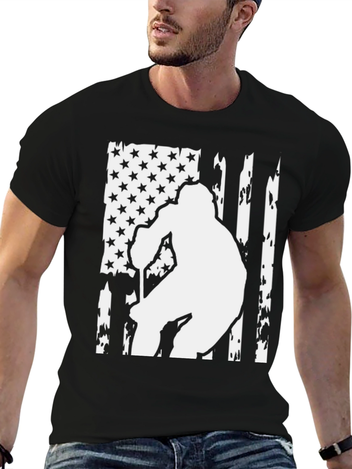 American Flag Hockey Player Graphic Tee