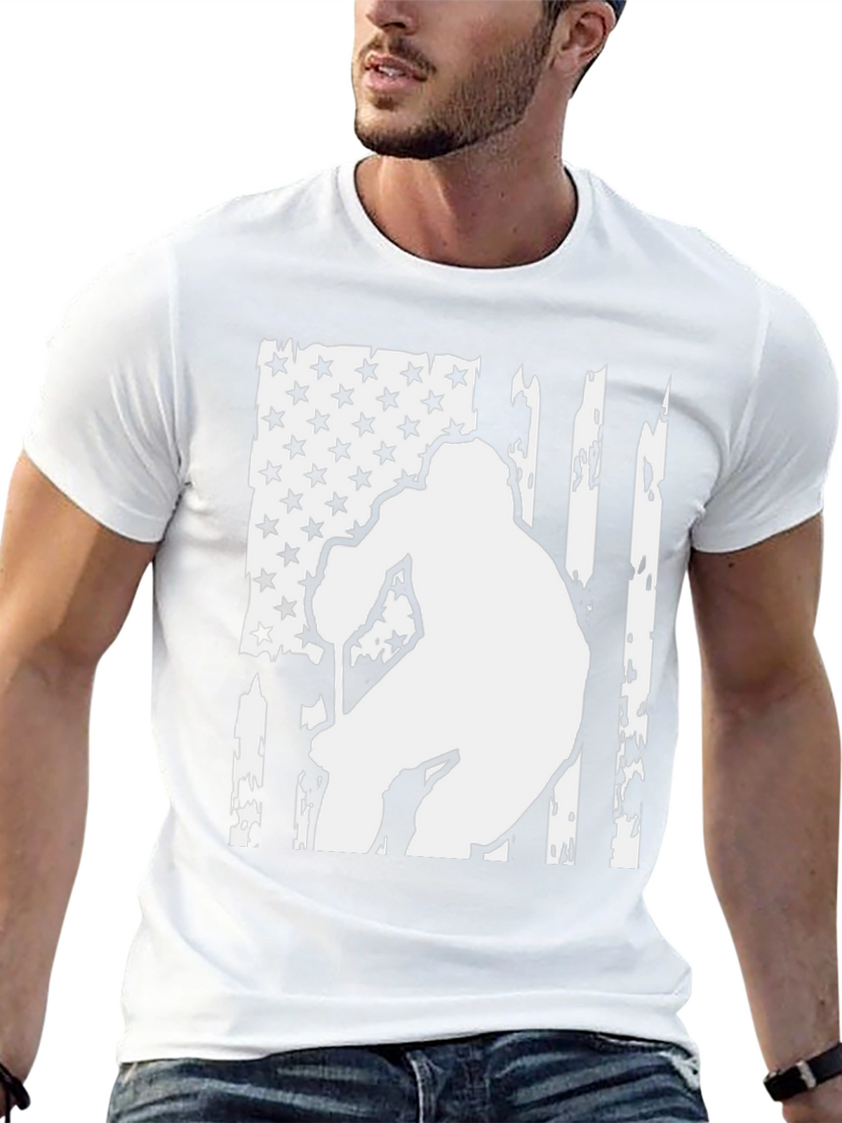 American Flag Hockey Player Graphic Tee