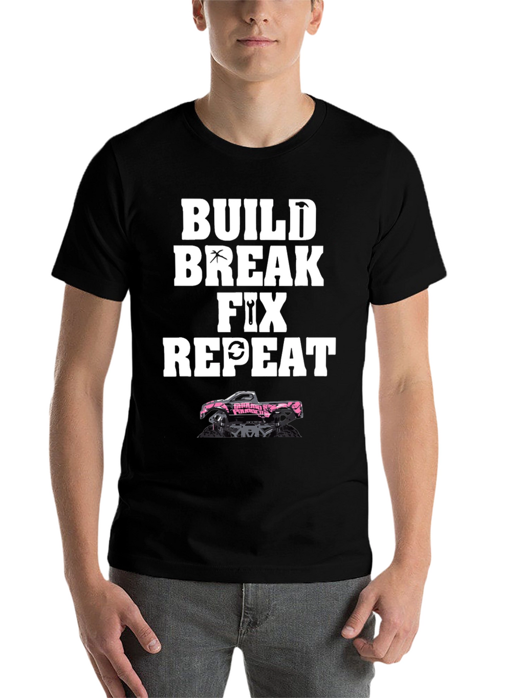 Build Break Fix Repeat Black Graphic Tee