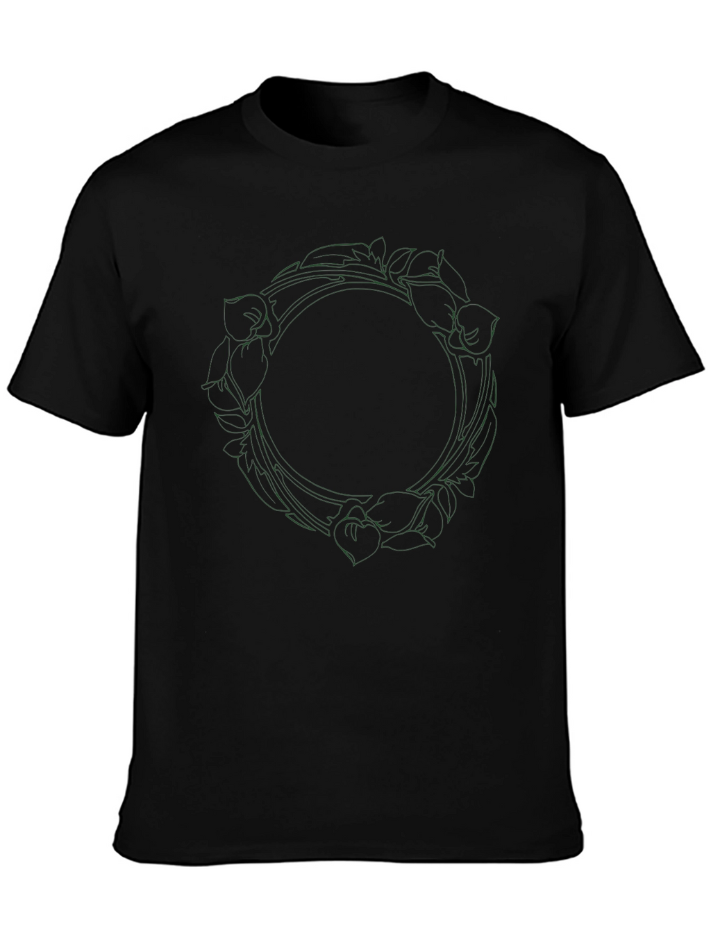 Floral Wreath Graphic Tee - Black Cotton Blend