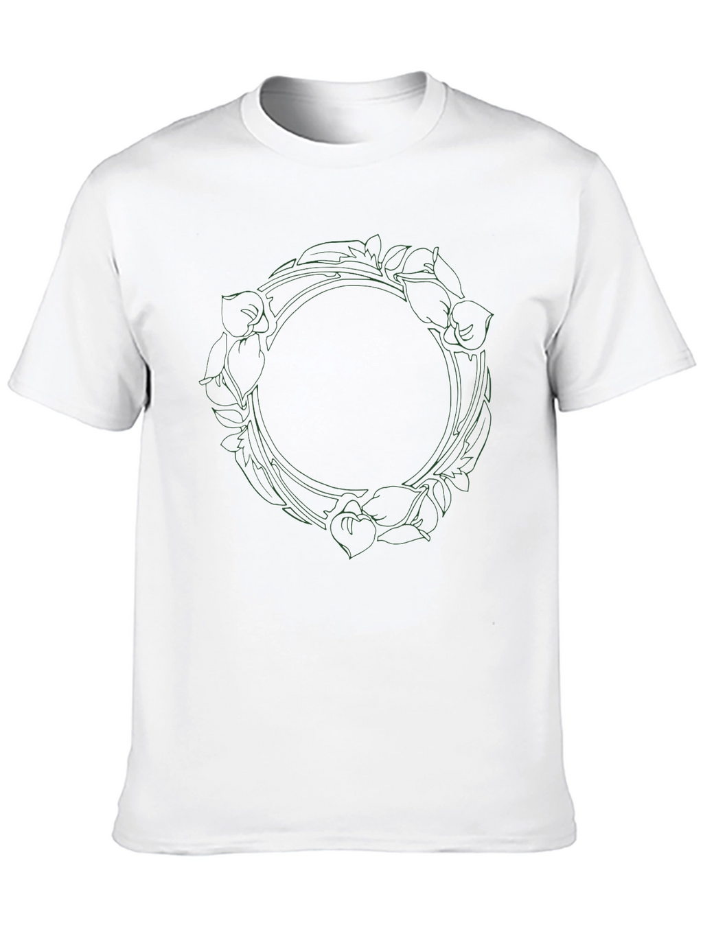 Floral Wreath Graphic Tee - Black Cotton Blend