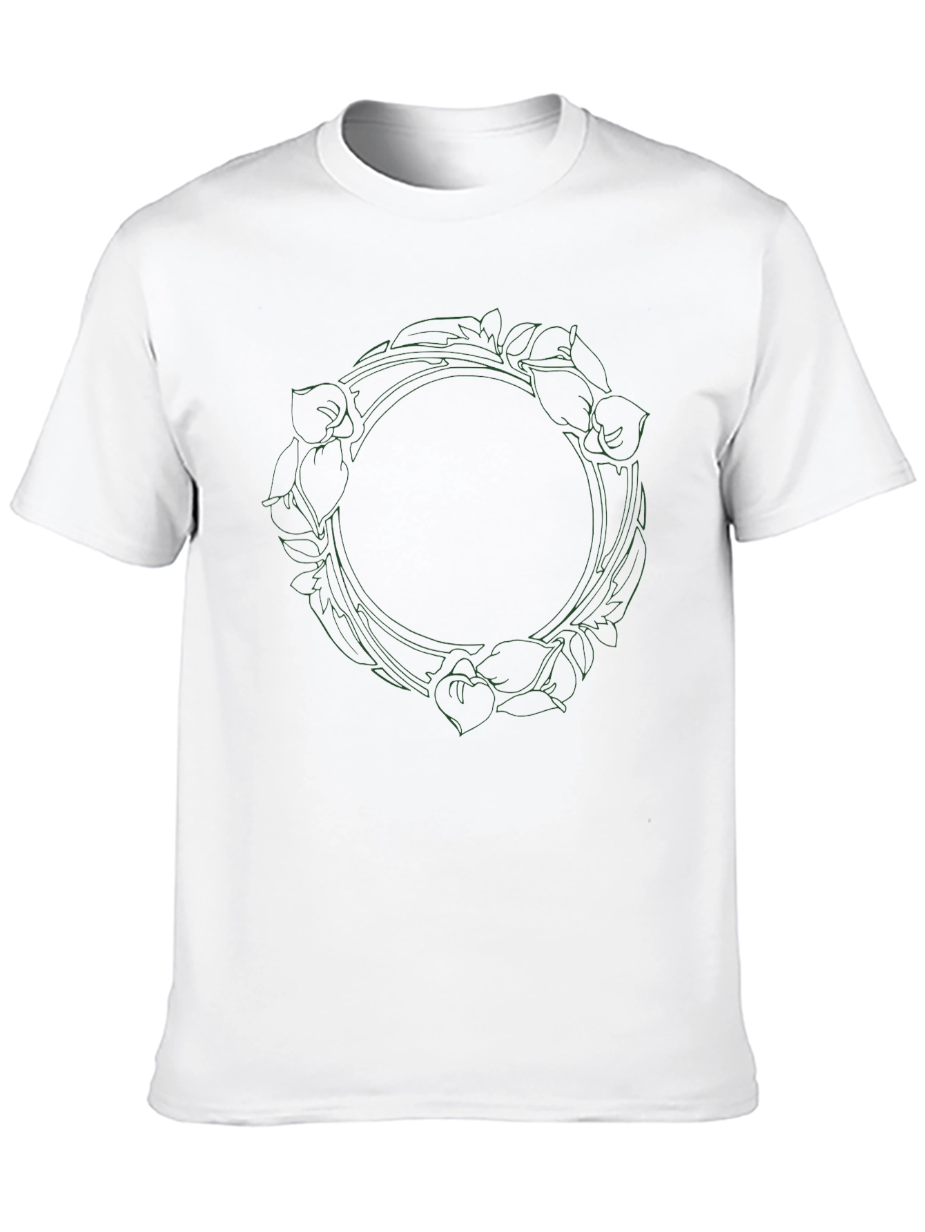 Floral Wreath Graphic Tee - Black Cotton Blend