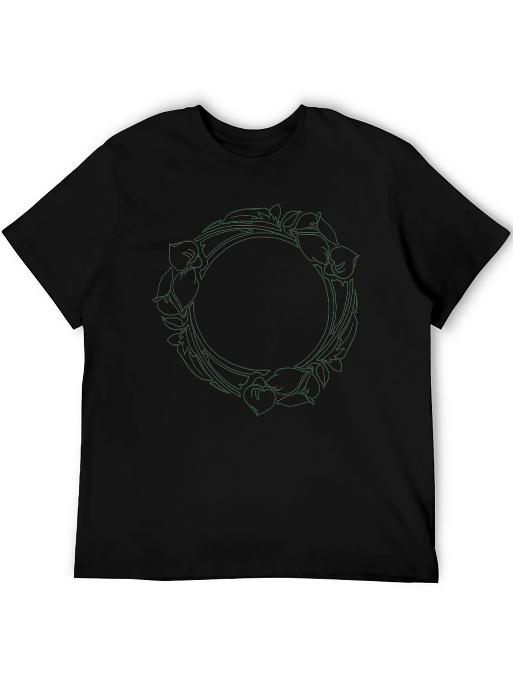 Floral Wreath Graphic Tee - Black Cotton Blend
