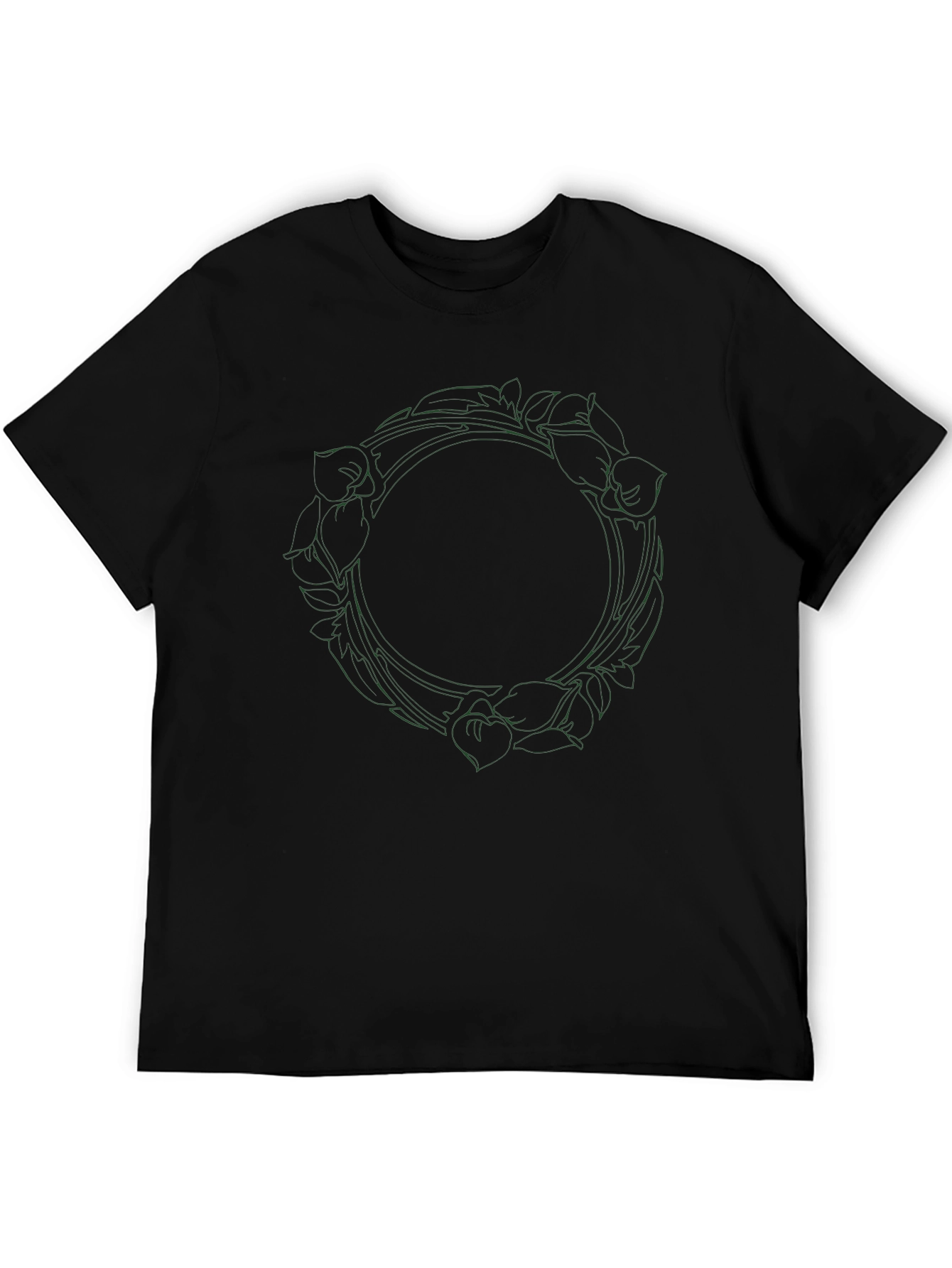 Floral Wreath Graphic Tee - Black Cotton Blend