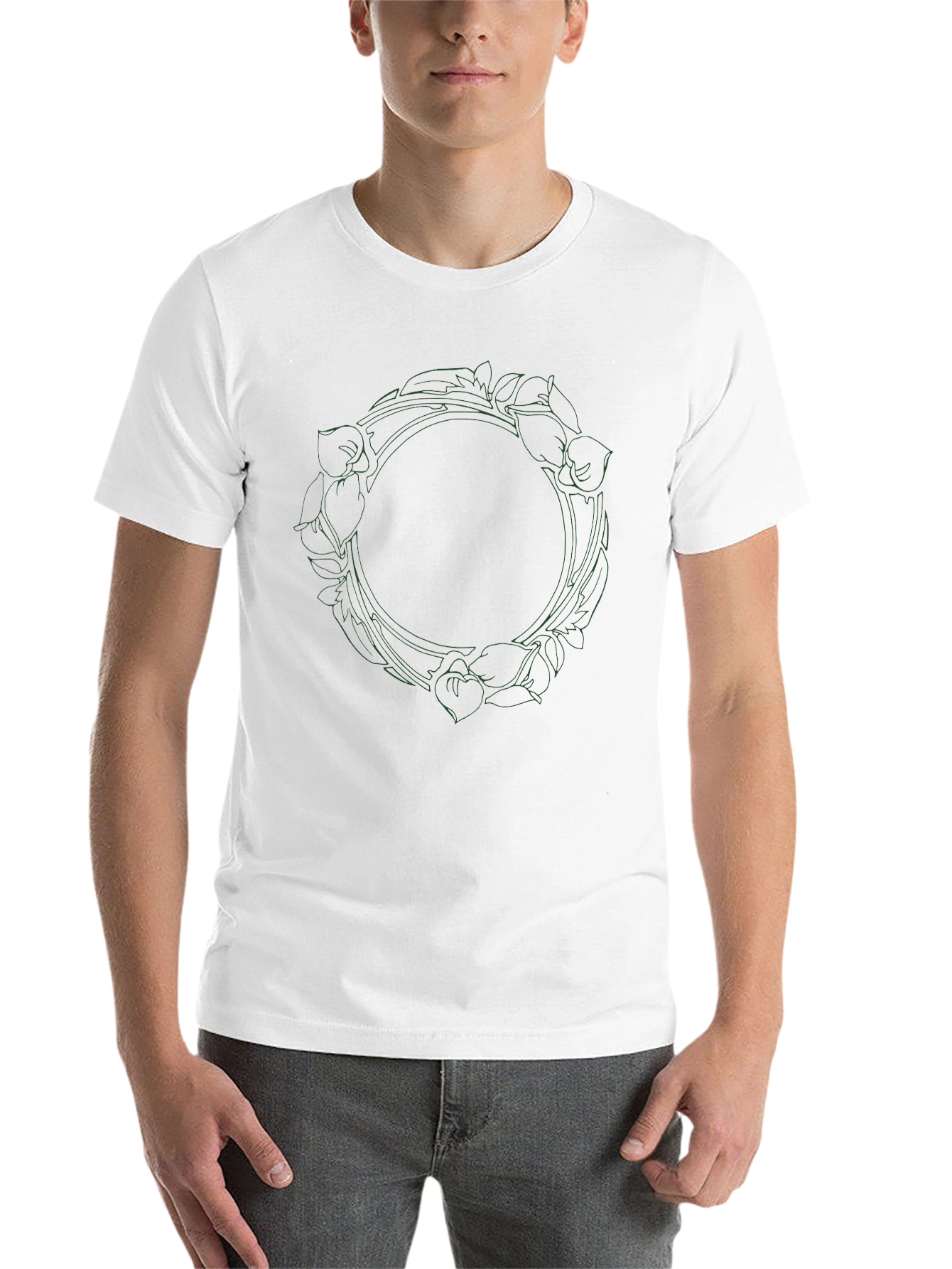 Floral Wreath Graphic Tee - Black Cotton Blend