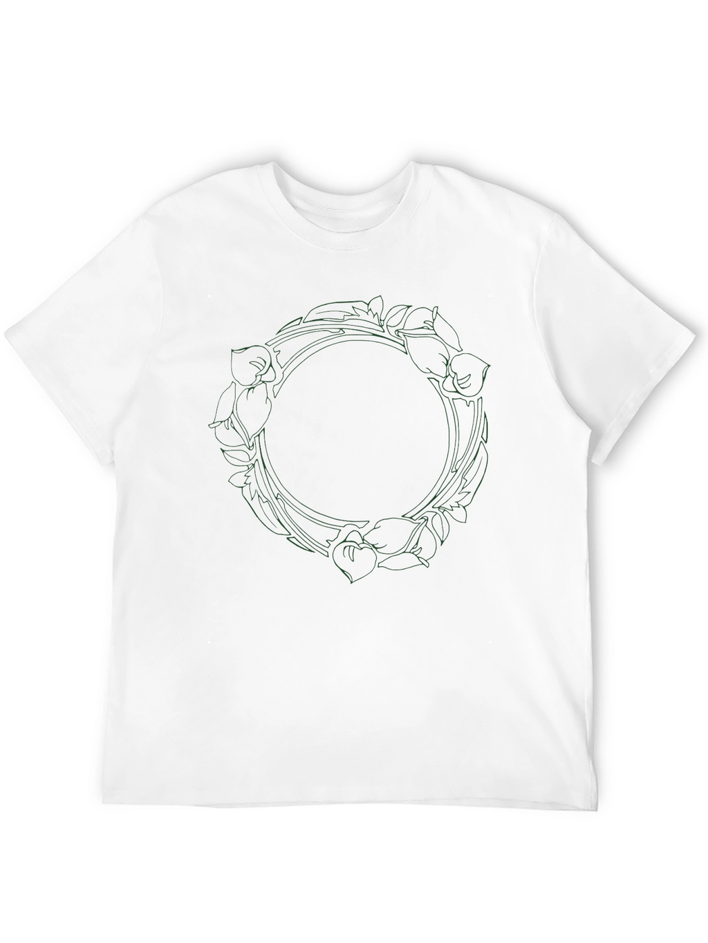 Floral Wreath Graphic Tee - Black Cotton Blend
