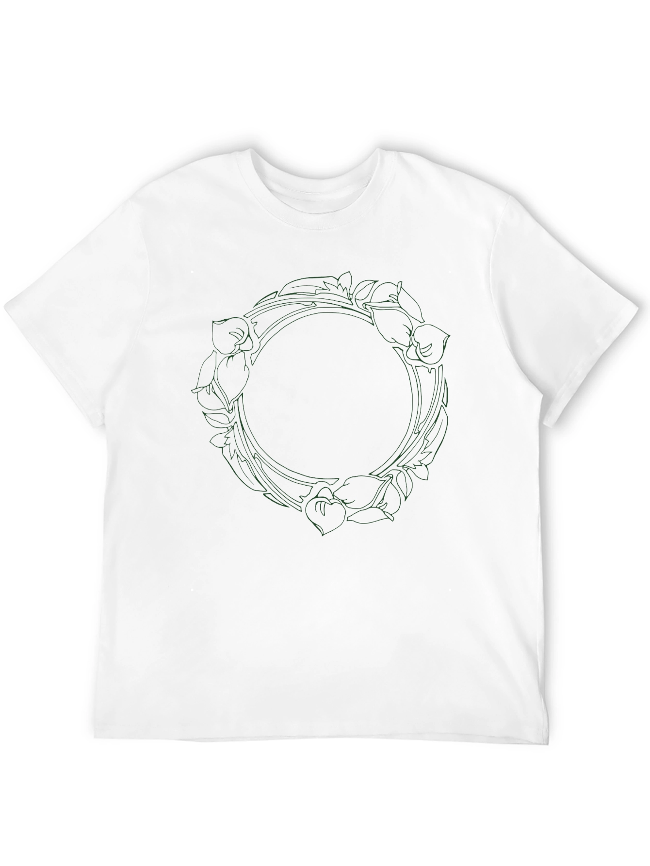Floral Wreath Graphic Tee - Black Cotton Blend