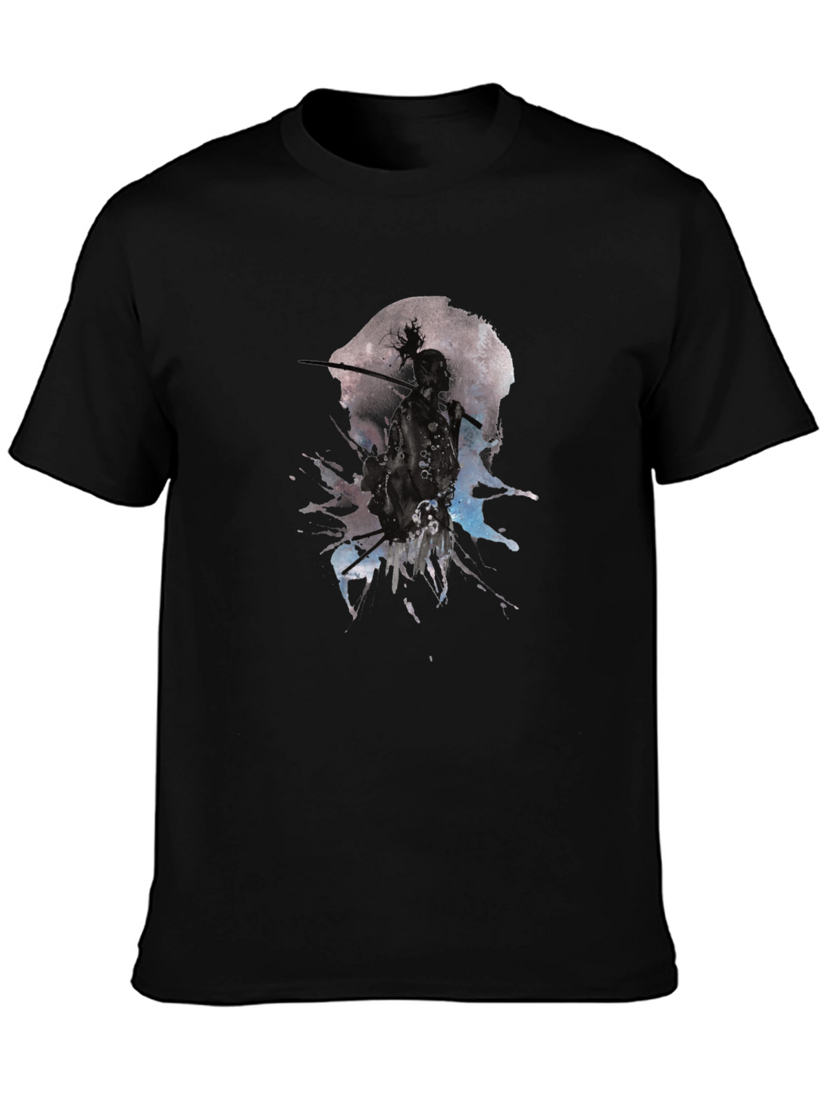 Samurai Moon Splash Black Graphic Tee