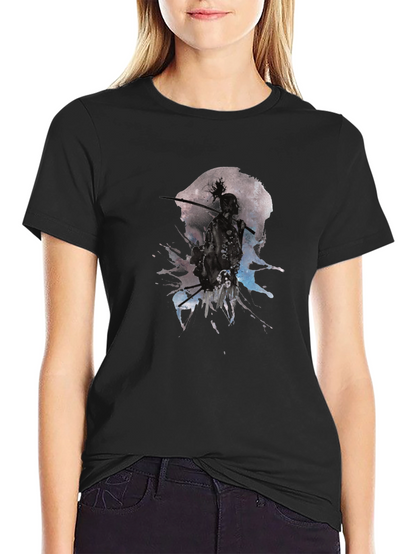 Samurai Moon Splash Black Graphic Tee