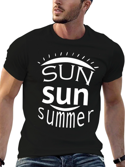 Summer Sun Graphic Tee - Black Cotton T-Shirt