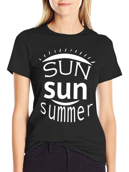 Summer Sun Graphic Tee - Black Cotton T-Shirt