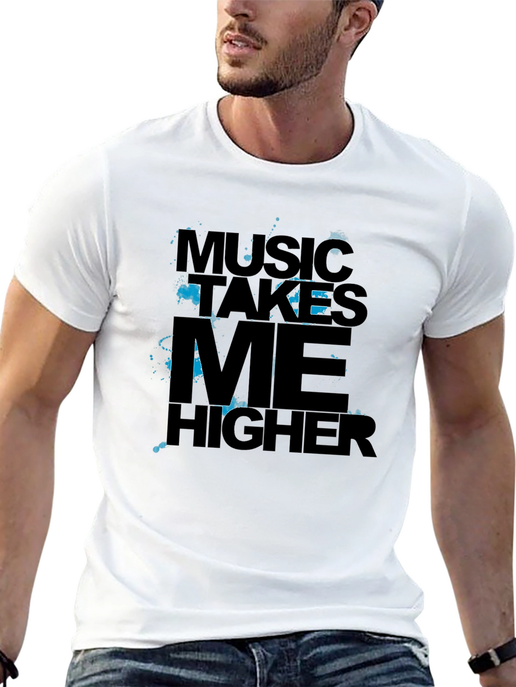 Music Takes Me Higher Black Graphic Tee