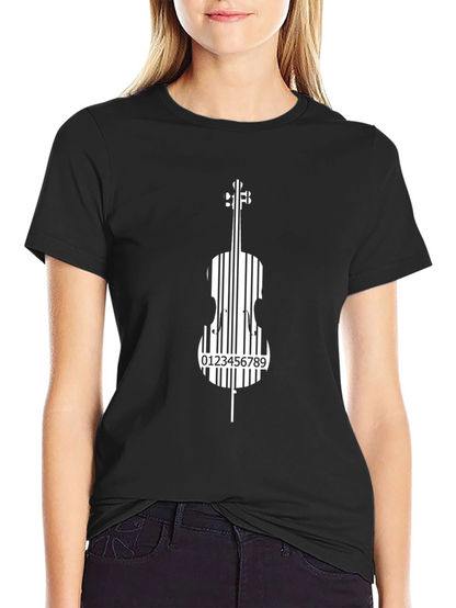 Barcode Cello Graphic Tee - Black Music Shirt