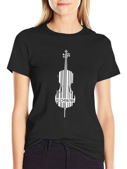 Barcode Cello Graphic Tee - Black Music Shirt