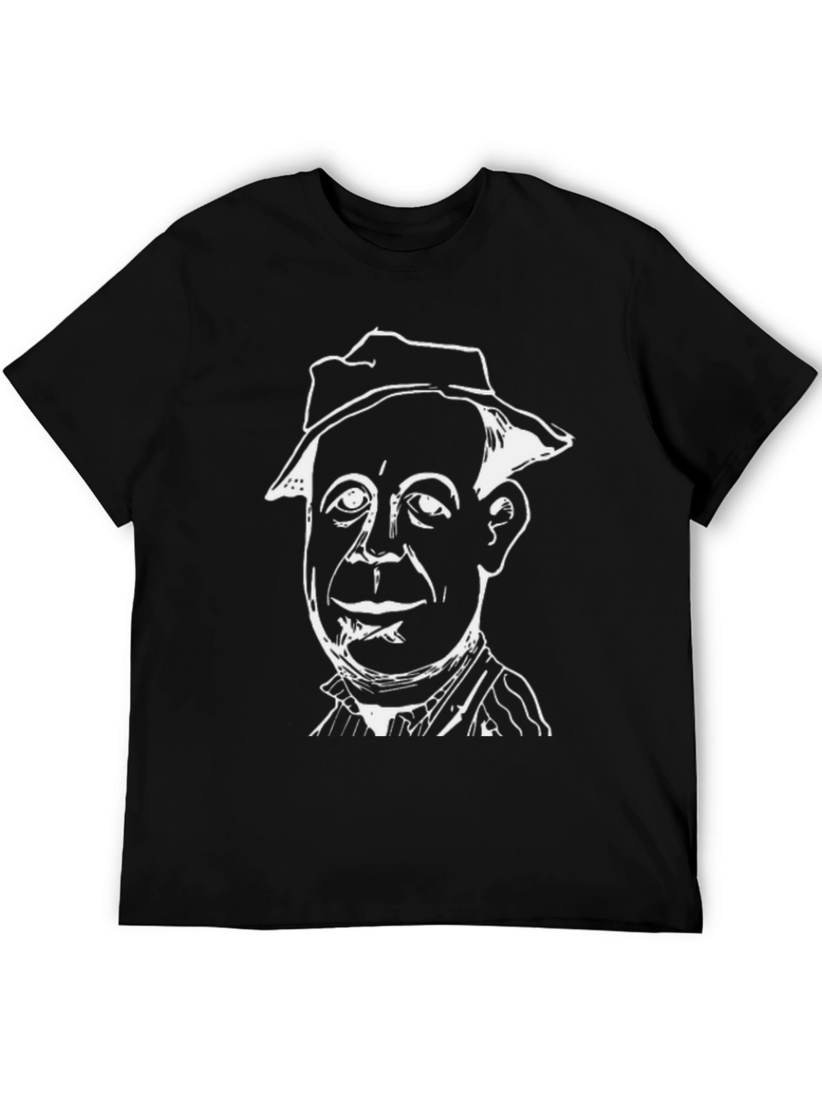 Mans Black T-Shirt with White Character Graphic