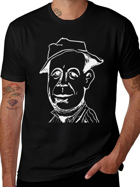 Mans Black T-Shirt with White Character Graphic