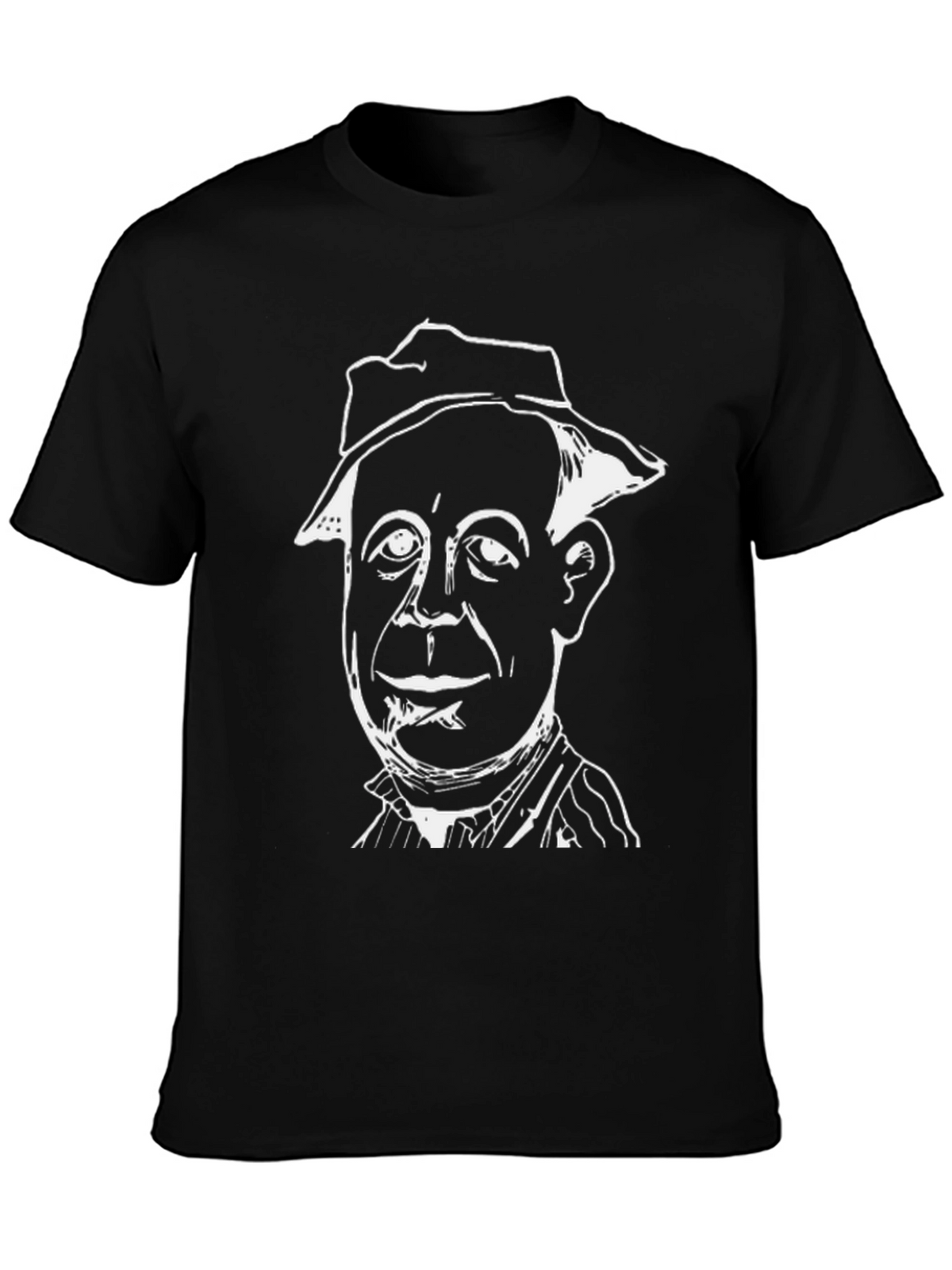 Mans Black T-Shirt with White Character Graphic