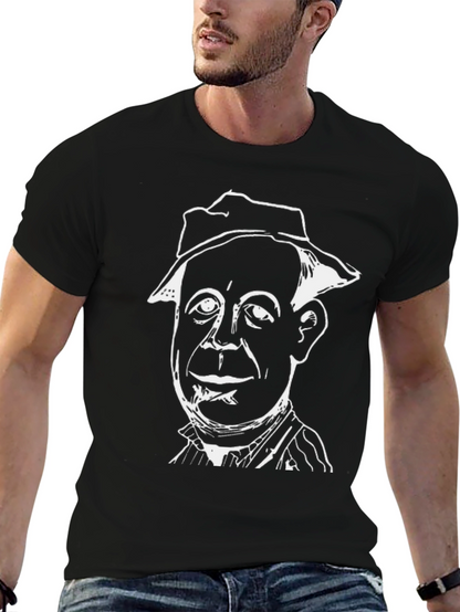 Mans Black T-Shirt with White Character Graphic