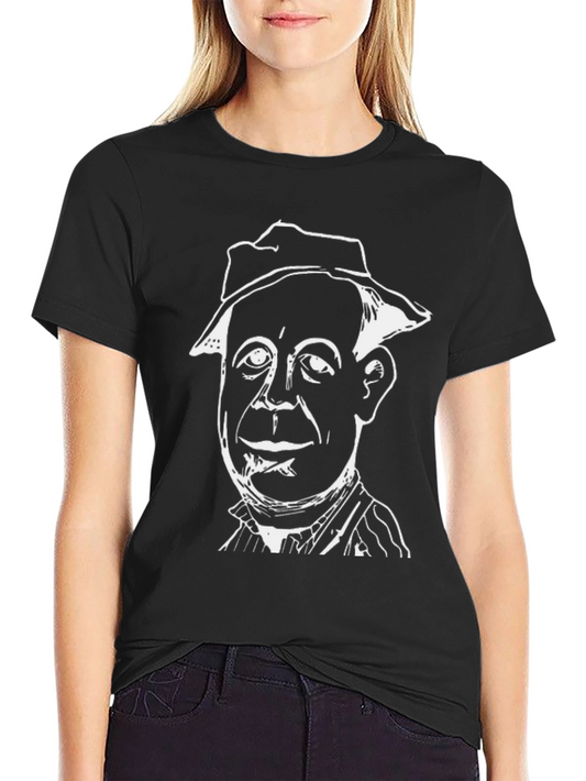 Mans Black T-Shirt with White Character Graphic