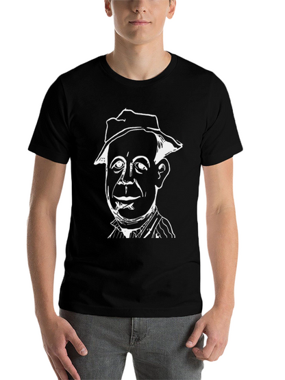 Mans Black T-Shirt with White Character Graphic