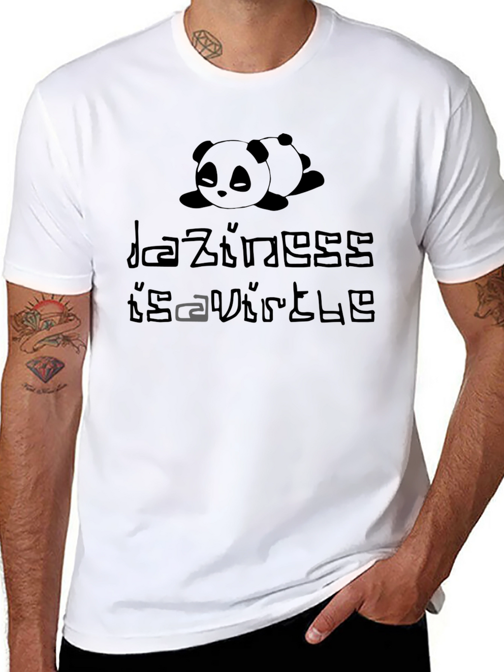 Lazy Panda Graphic T-Shirt - Laziness is a Virtue