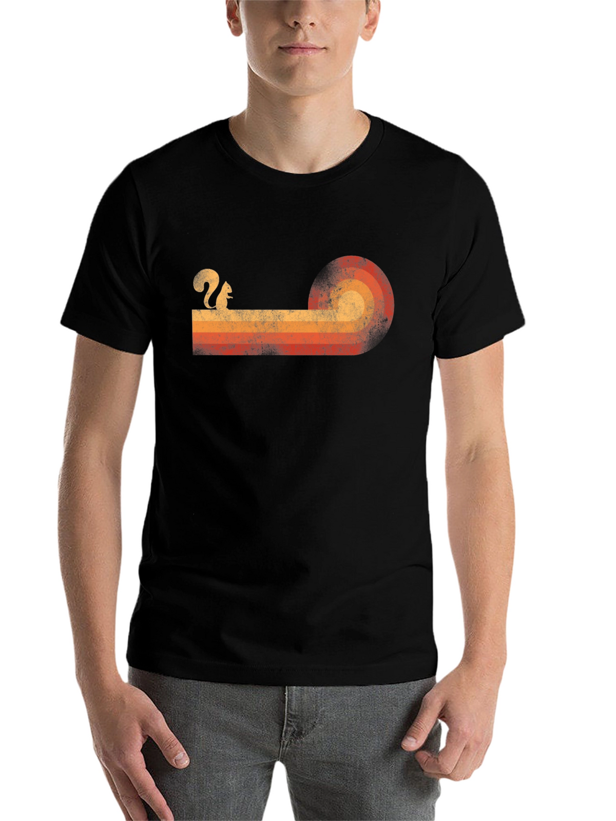 Retro Squirrel Sunset Graphic Tee - Classic Style