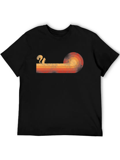Retro Squirrel Sunset Graphic Tee - Classic Style