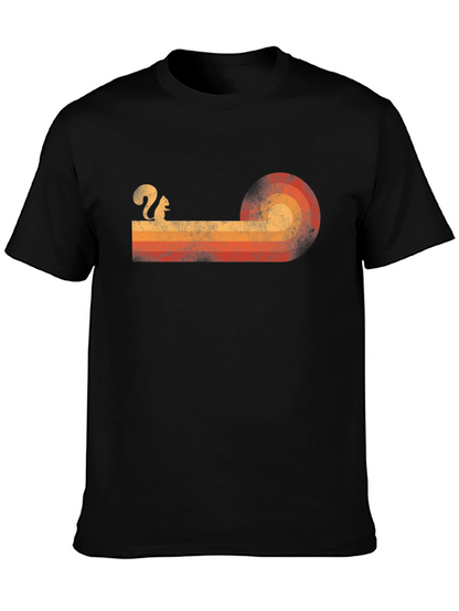 Retro Squirrel Sunset Graphic Tee - Classic Style