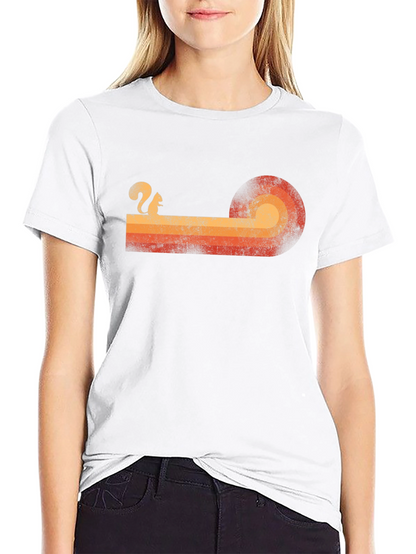 Retro Squirrel Sunset Graphic Tee - Classic Style