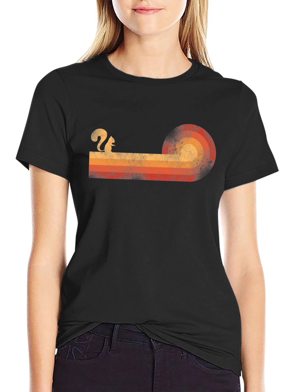 Retro Squirrel Sunset Graphic Tee - Classic Style