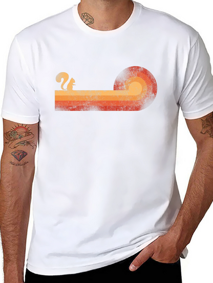 Retro Squirrel Sunset Graphic Tee - Classic Style