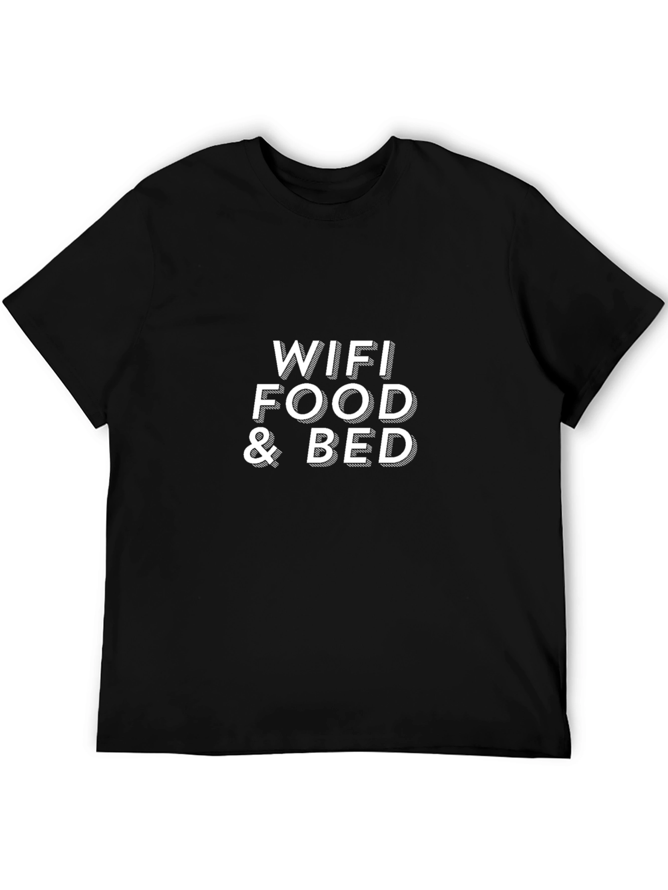 WiFi Food & Bed Graphic Tee - Black Cotton Comfort